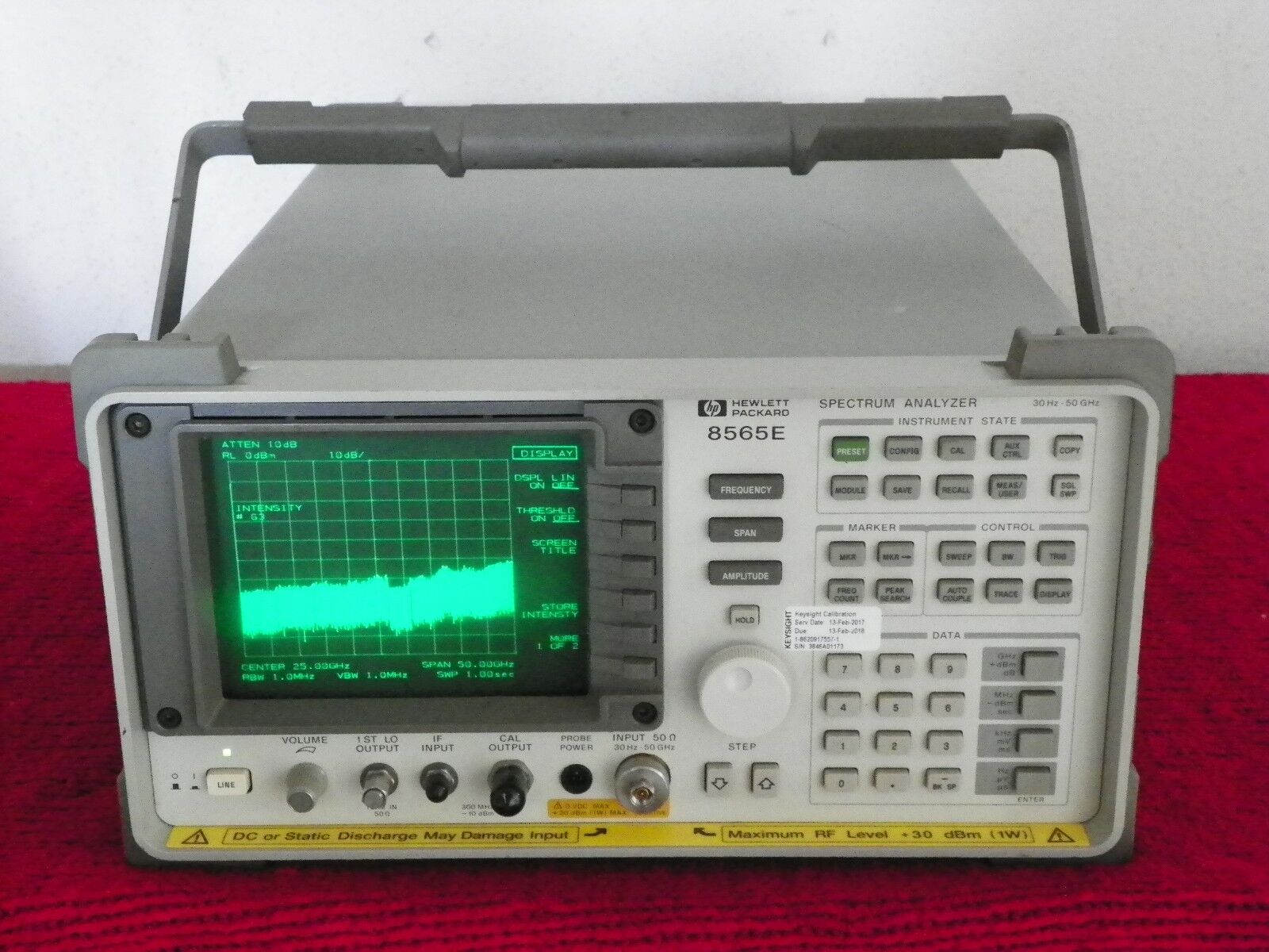 Keysight 8565E Opt 006 Spectrum Analyzer, 30Hz-50GHz w/85620A Keysight NIST Keysight 8565E Opt 006 Spectrum Analyzer, 30Hz-50GHz w/85620A Keysight NIST
